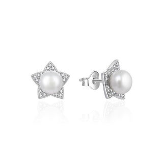 Agato Original Silver Earrings with Pearl and Zirconia AGT-E086PW-P