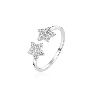 Agato Anello aperto argento Stelle zirconi AGT-R11W Circuito 52 mm — Anello