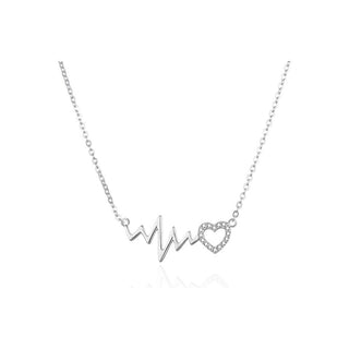 Agato Zilveren ketting ECG-curven en hart AGT-N015W