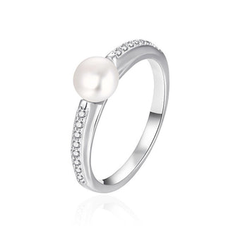 Agato Eleganter Silberring mit echter Perle AGT-R08W – Umfang: 56 mm