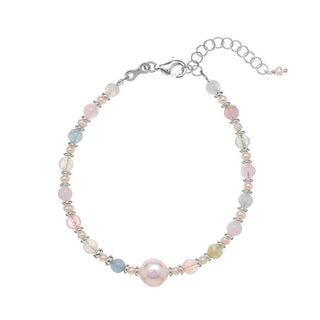 Alisia Fascinating Pearl and Morganite Beaded Bracelet AL3817-Silver