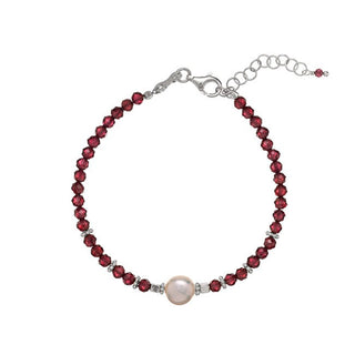 Alisia Genuine Pearl Garnet Beads Bracelet AL4108-Silver-Garnet