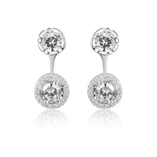 Beneto Boucles d'oreilles doubles en argent avec cristaux AGUP1172