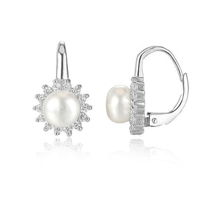Beneto Boucles d'oreilles en argent avec véritables perles AGUC1168