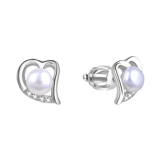 Beneto Boucles d'oreilles cœur en argent avec perle véritable AGUP1412P