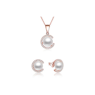 Beneto Set IN argint placat cu aur cu perle reale AGSET285P-ROSE (colier, cercei)