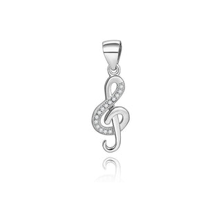 Beneto Nøgle Treble Zirconia Sølv vedhæng AGH591
