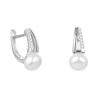 Beneto Boucles d'oreilles élégantes en argent avec véritable perle d'eau douce AGUC2262P