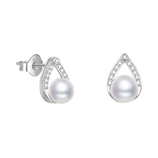 Beneto Boucles d'oreilles élégantes en argent avec véritable perle d'eau AGUP2266P