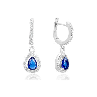 Beneto Boucles d'oreilles pendantes en argent avec zircone bleue AGUC2248