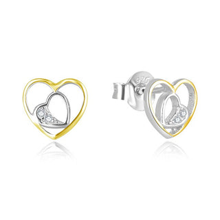 Beneto Boucles d'oreilles romantiques en forme de cœur bicolore AGUP2688-RHG
