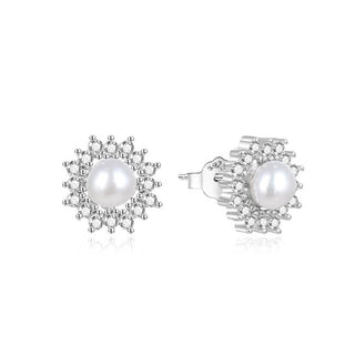 Beneto Boucles d'oreilles en perles d'argent avec zircone AGUP1323PL