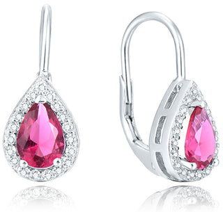Beneto Boucles d'oreilles en argent avec zircone rose AGUC2227