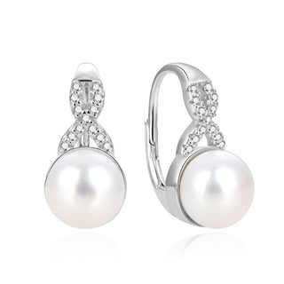 Beneto Boucles d'oreilles fascinantes en argent avec de vraies perles AGUC870PL