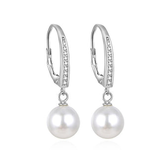 Beneto Belles boucles d'oreilles en argent avec de vraies perles AGUC862PL