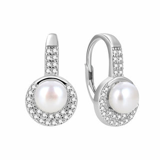 Beneto Boucles d'oreilles en argent pailleté avec de vraies perles AGUC2152PL
