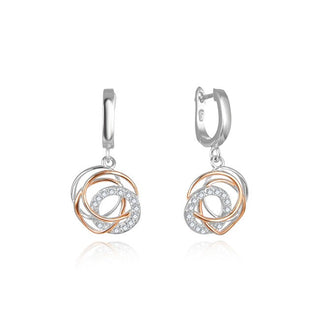 Beneto Boucles d'oreilles bicolores tendance avec zircone AGUP2689-RHR