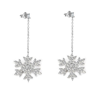 Beneto Boucles d'oreilles flocons de neige en argent poli AGUP2753