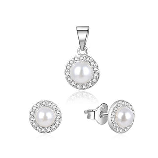 Beneto Set fascinant ÎN argint cu perle reale AGSET270PL (pandavant, cercei)