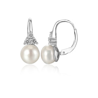 Beneto Boucles d'oreilles de luxe en argent avec véritable perle d'eau AGUC2251P - Diamètre : 0,6 cm