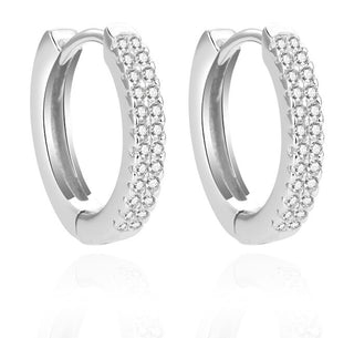 Beneto Boucles d'oreilles rondes en argent avec zircone AGUC2083