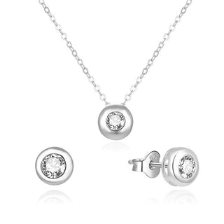Beneto Set delicat argintiu cu zirconiu AGSET191R (colier, cercei)