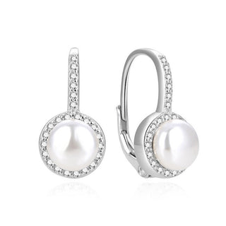 Beneto Boucles d'oreilles fascinantes en argent avec de véritables perles de rivière AGUC2397PL
