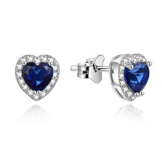 Beneto Boucles d'oreilles cœur scintillantes avec zircone bleue AGUP1487