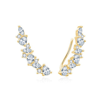 Beneto Красивые длинные серьги с прозрачным цирконием AGUP3299W-GOLD