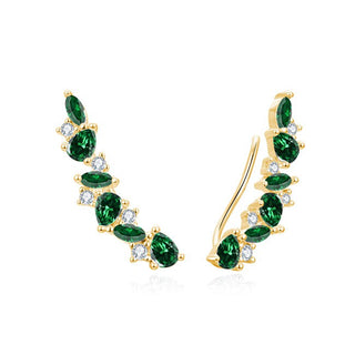 Beneto Красивые длинные серьги с зелеными цирконами AGUP3299GR-GOLD