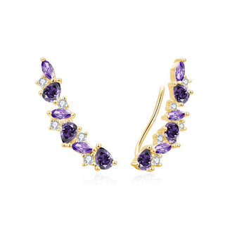 Beneto Красивые длинные серьги с фиолетовым цирконием AGUP3299F-GOLD