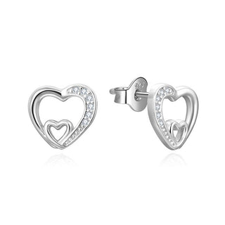 Beneto Ravissantes boucles d'oreilles cœur avec zircone AGUP3292