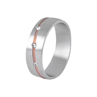 Beneto exclusive SPD07 zweifarbiger Damenring aus Stahl - Umfang: 54 mm