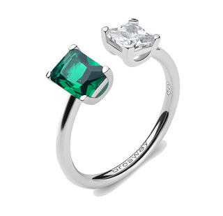 Brosway Bague élégante ouverte Fancy Life Green FLG09 - Taille : M (53-55 mm)