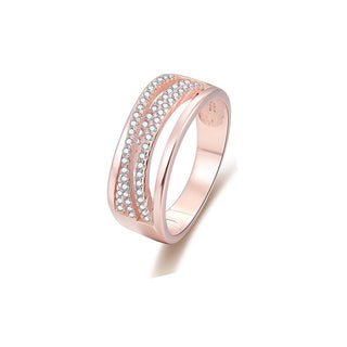 Beneto Inel din argint placat cu aur roz cu zirconiu AGG340 - Circuit: 52 mm