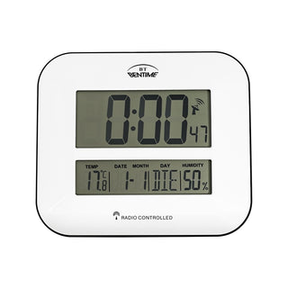 Bentime Orologio sveglia radiocontrollato termometro igrometro H17-ET843W — Orologio