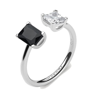 Brosway Bague ouverte noire élégante et mystérieuse FMB10 - Taille : M (53-55 mm)