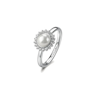 Brosway Zilveren ring met zirkonia en parel Fancy Infinite wit FIW148 - Schakeling: 50 mm