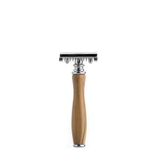 Carthusia Safety Razor in Steel and Olive Wood