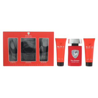 Lamborghini Zestaw upominkowy Sportowy Woda toaletowa 125 ml, żel pod prysznic 100 ml i balsam po goleniu 100 ml