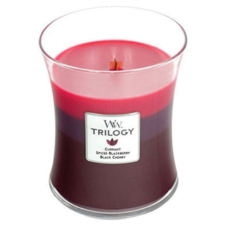 Woodwick Trilogy solmodne bær duftlys i glas 275 g