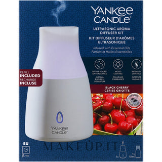 Yankee Candle Ultralydsaroma-diffusersæt til sort kirsebær (moden kirsebær) med olie