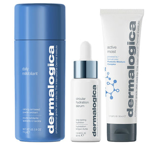 Smooth and Moisturizing Set Dermalogica with Exfoliating Powder, Prebiotic Cream and Hyaluronic Serum 