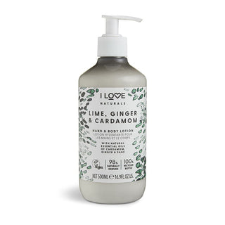 I Love Naturals Collection – Vegane feuchtigkeitsspendende Hand- und Körperlotion mit Ingwer und Kardamom, 500 ml