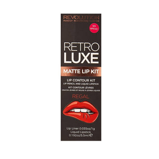 Σειρά Makeup RevolutionΜολύβι χειλιών Regal Retro Luxe 1 γρ + Ματ υγρό κραγιόν Regal Retro Luxe 55 ml