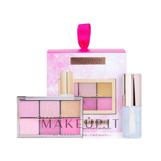 Makeup Revolution Mini Soft Glam Heroes Set Palette HeartBreaker Eyeshadows 6 Shades + Vegan Lip Gloss 