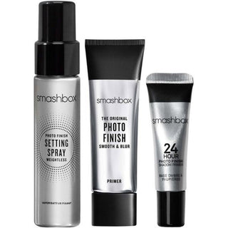 Set Smashbox Photo Finish Primer Lichid Matifiant 12 ml + Spray Fixator 30 ml + Primer pentru Fard de Pleoape 7 ml 