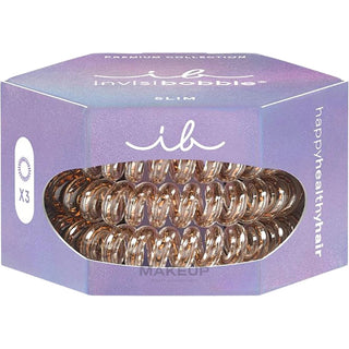 Invisibobble Ohuet Premium-hiuslenkit, pronssi Me Pretty, 3-osainen