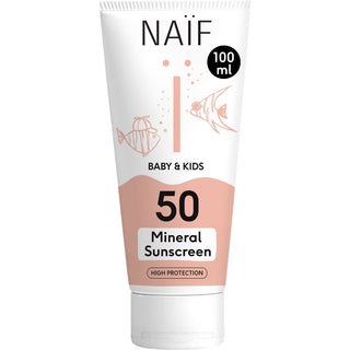 Naif 婴儿和儿童 SPF 50 防护矿物晒黑霜，适用于婴儿和儿童 SPF 50 100 毫升