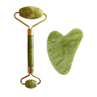 Palsar 7 Ljusgrön Xiuyan Jade Roller och Gua Sha Set (Grön Xiuyan Jadeite)